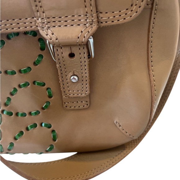 Orla Kiely Tan Leather Crossbody with Green Detailing - Picture 4 of 16